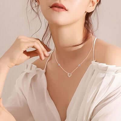 Moissanite 925 Sterling Silver Heart Necklace - Clothes For Her Online Store