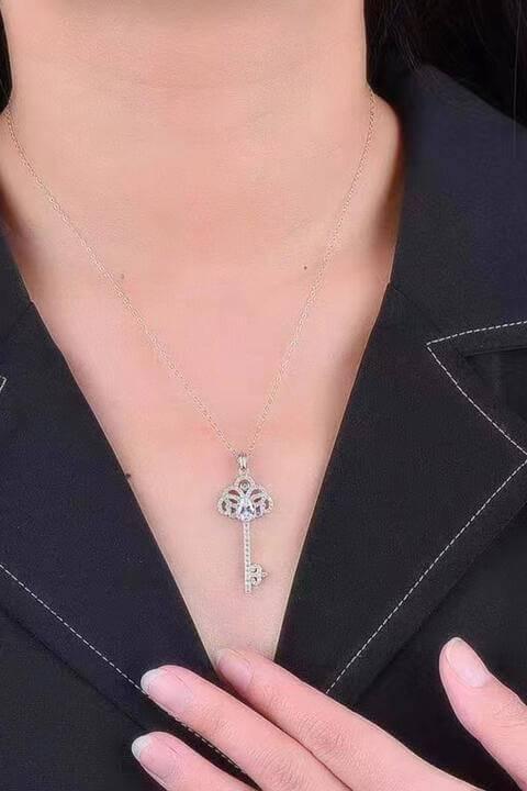 1 Carat Moissanite Key Pendant Necklace - Clothes For Her Online Store