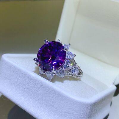 10 Carat Moissanite 925 Sterling Silver Flower Shape Ring - Clothes For Her Online Store