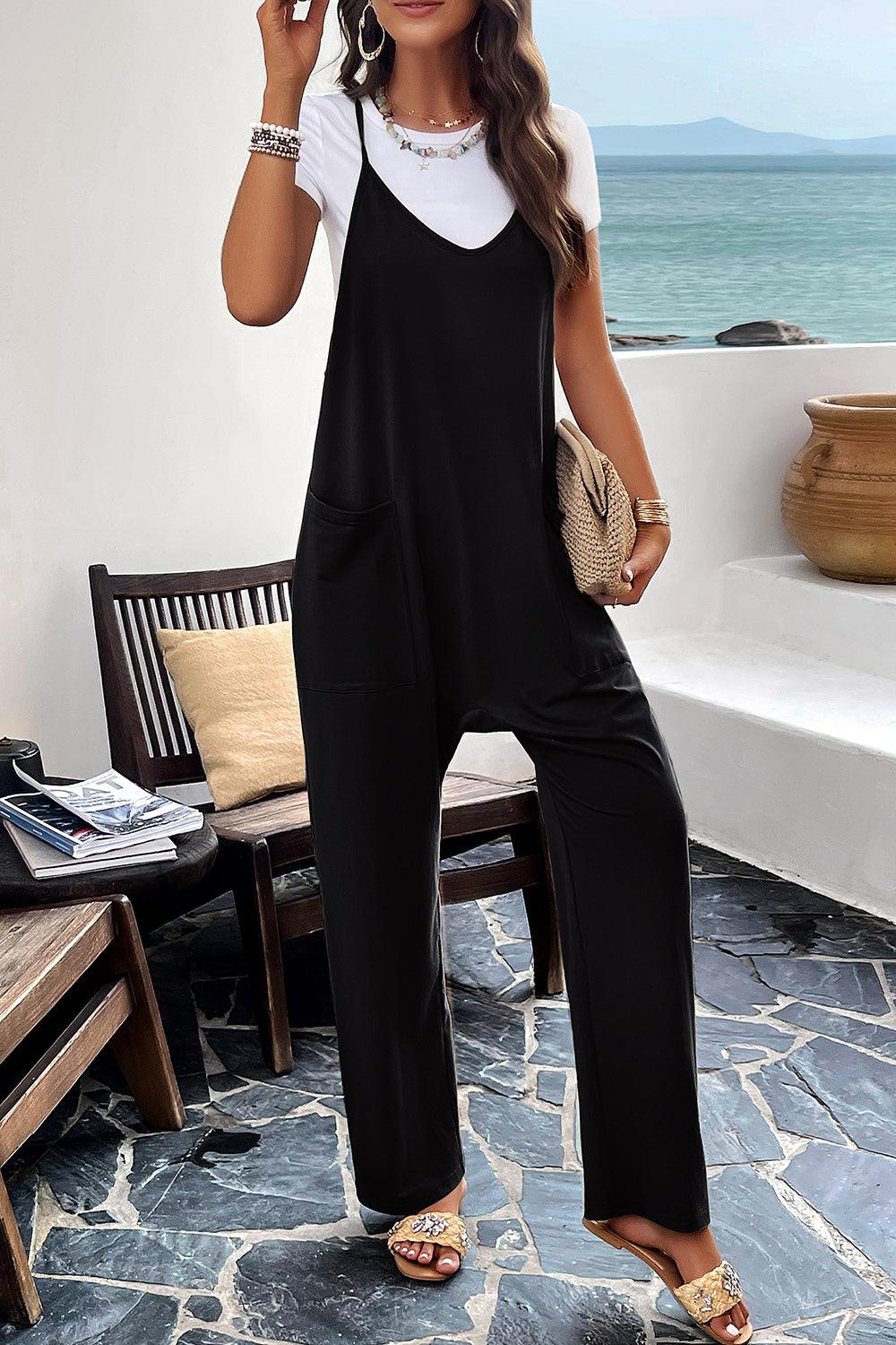 Devine Pocketed Spaghetti Strap Overalls - Clothes For Her Online Store
