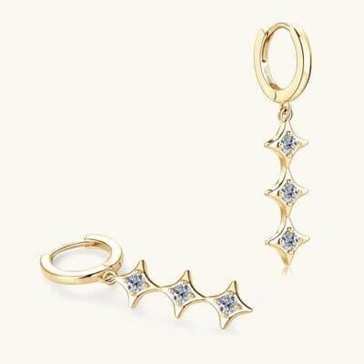 Moissanite 925 Sterling Silver Geometric Shape Earrings - Clothes For Her Online Store