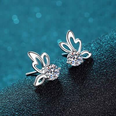 1 Carat Moissanite Butterfly Shape Earrings - Clothes For Her Online Store