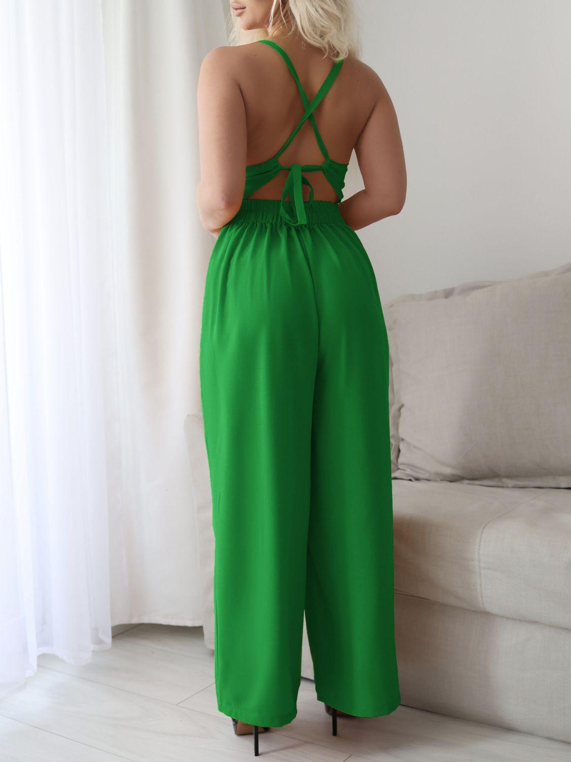 Devine Tie Back Backless Crisscross Jumpsuit - Clothes For Her Online Store