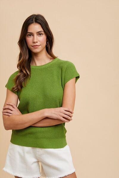 Annie Wear Round Neck Short Sleeve Sweater - Clothes For Her Online Store