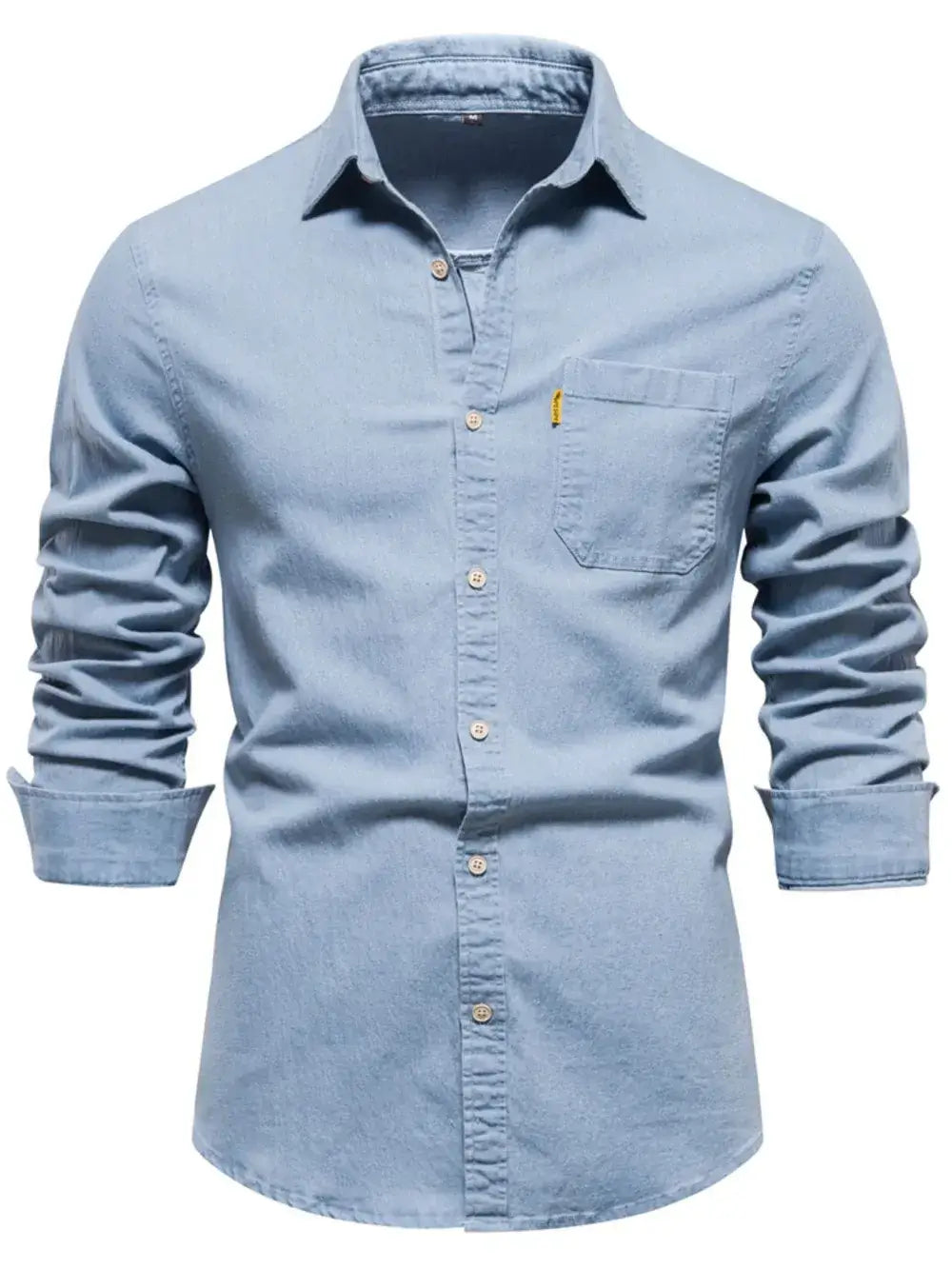 Men's Button-Down Denim Shirt with Chest Pocket