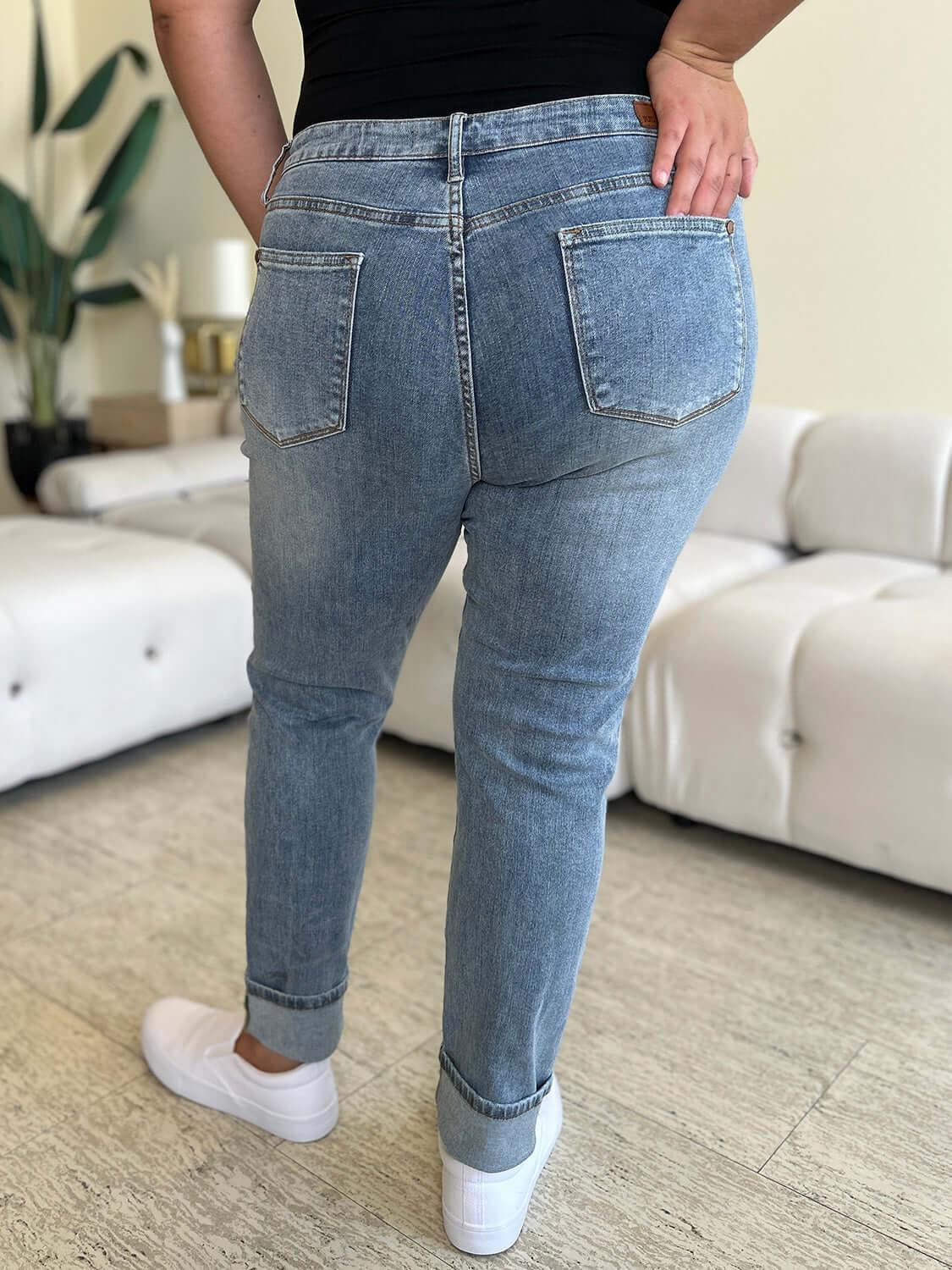 Judy Blue Full Size High Waist Cuff Hem Jeans - Clothes For Her Online Store