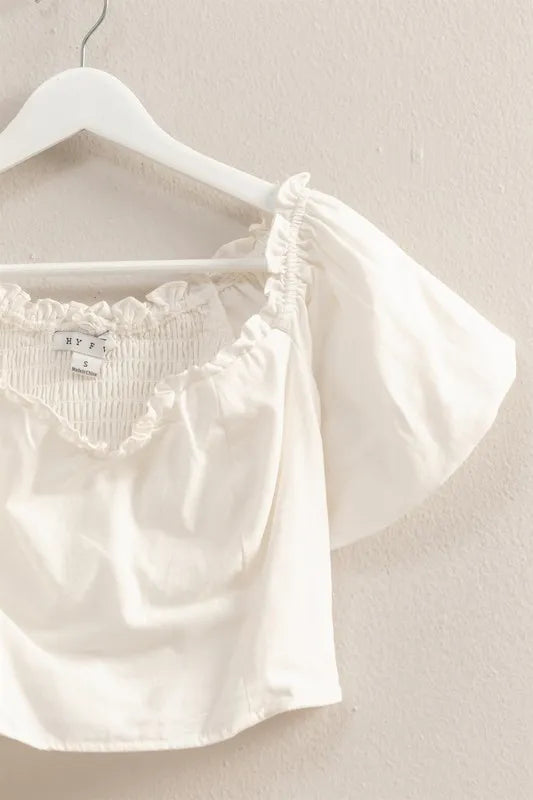 HYFVE Puff Sleeve Sweetheart Neck Top