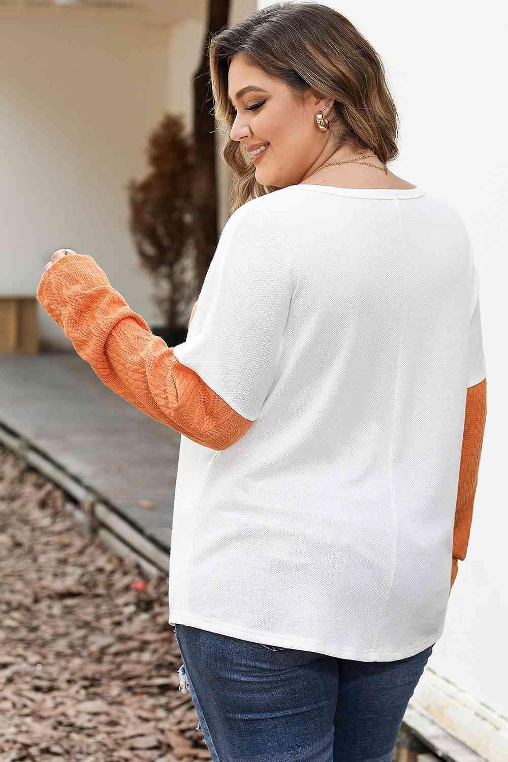 Plus Size Color Block Dropped Shoulder Blouse - Clothes For Her Online Store