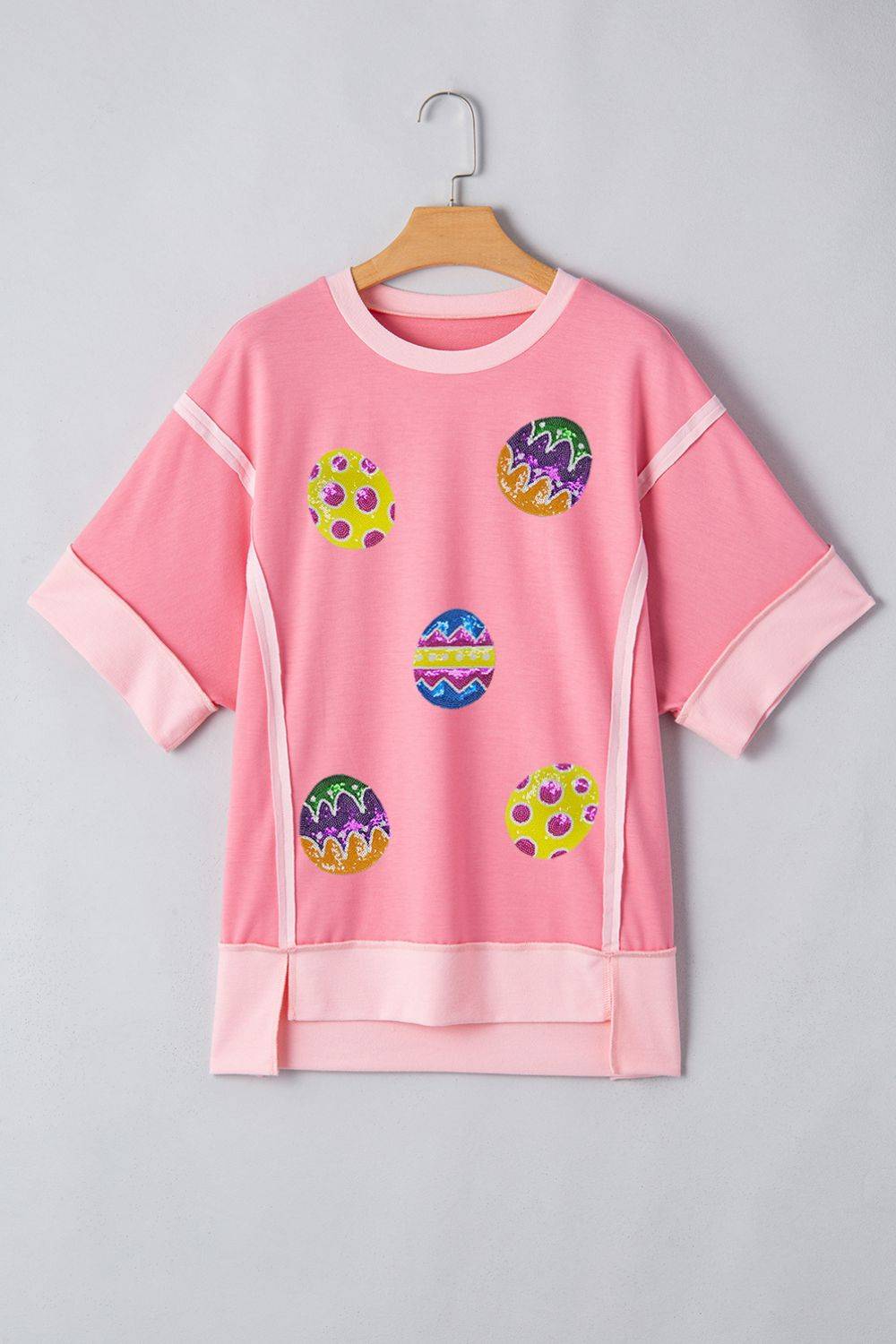 Sequined Easter Egg Short Sleeve T-Shirt - Clothes For Her Online Store