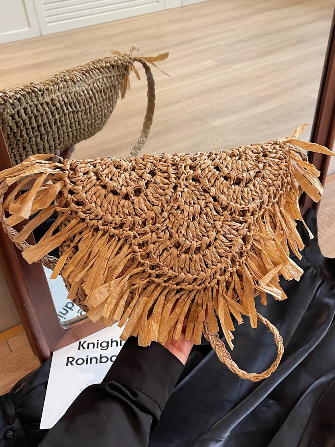 Straw Braided Fringe Shoulder Bag