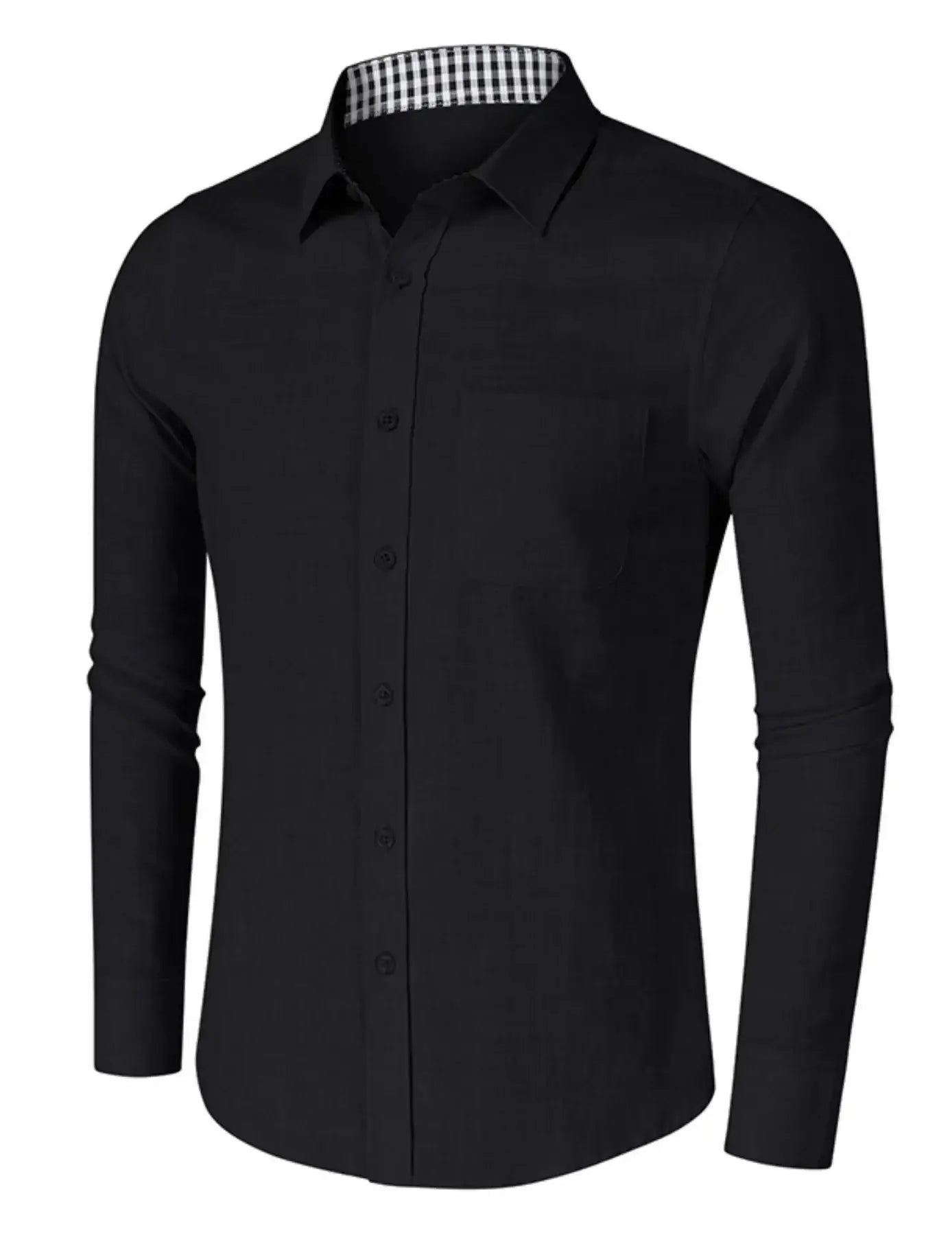 Men's Button-Down Shirt with Gingham Contrast
