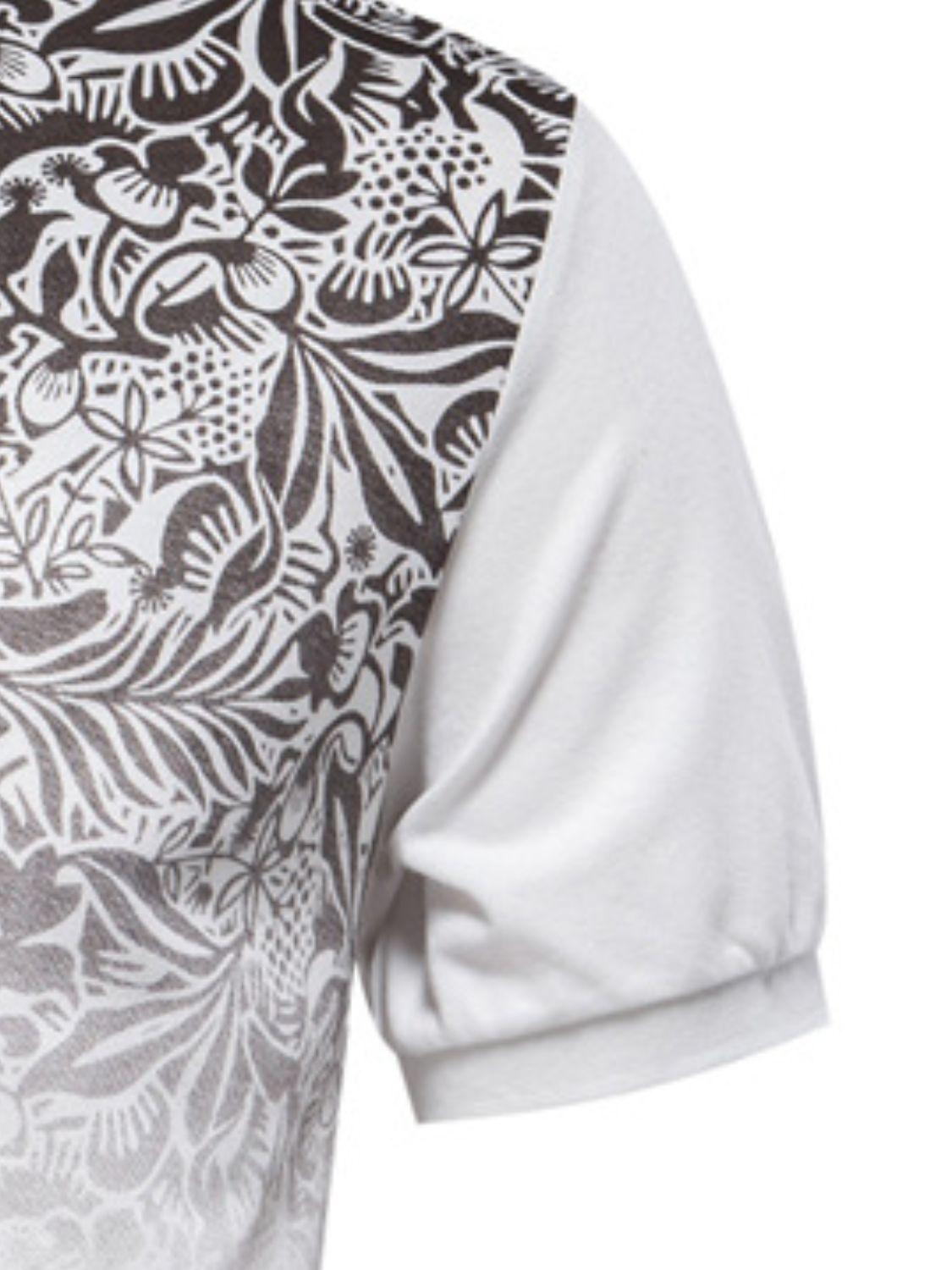Men's Printed Collared Neck Short Sleeve Polo - Clothes For Her Online Store