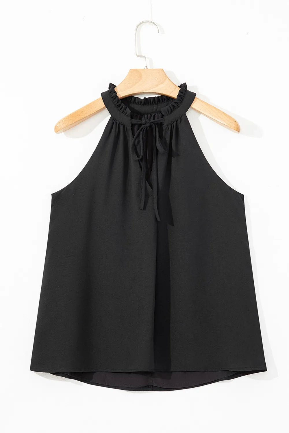 Pinched V Neck Tie Loose Tank Top