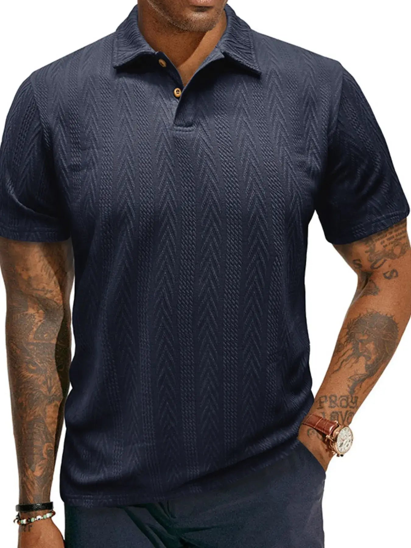Men's Classic Chevron Textured Polo Shirt