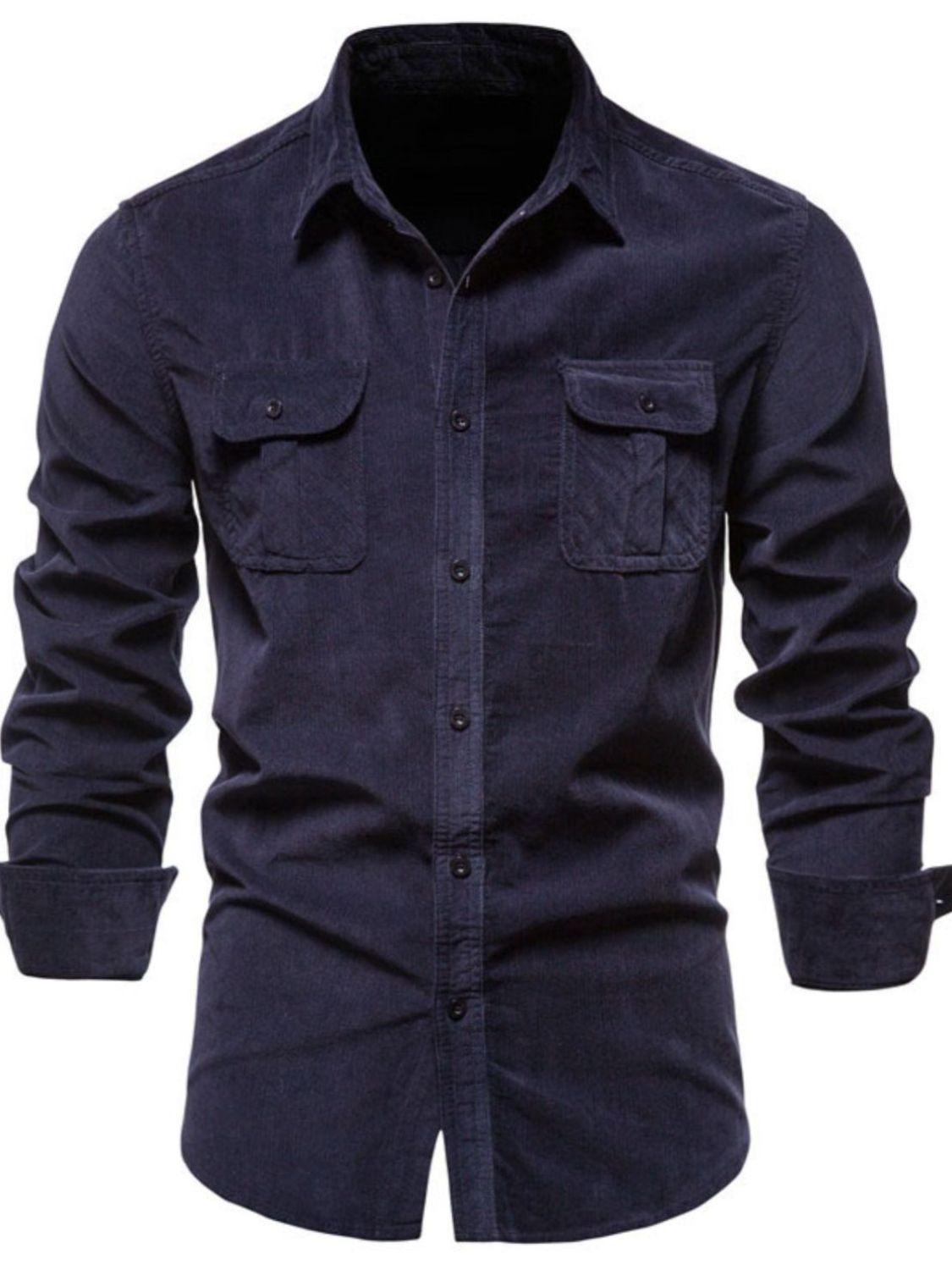 Men's Full Size Button Down Collared Neck Shirt Plus Size - Clothes For Her Online Store