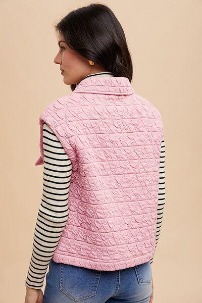 Annie Wear Texture Quilted Snap Down Vest Coat - Clothes For Her Online Store