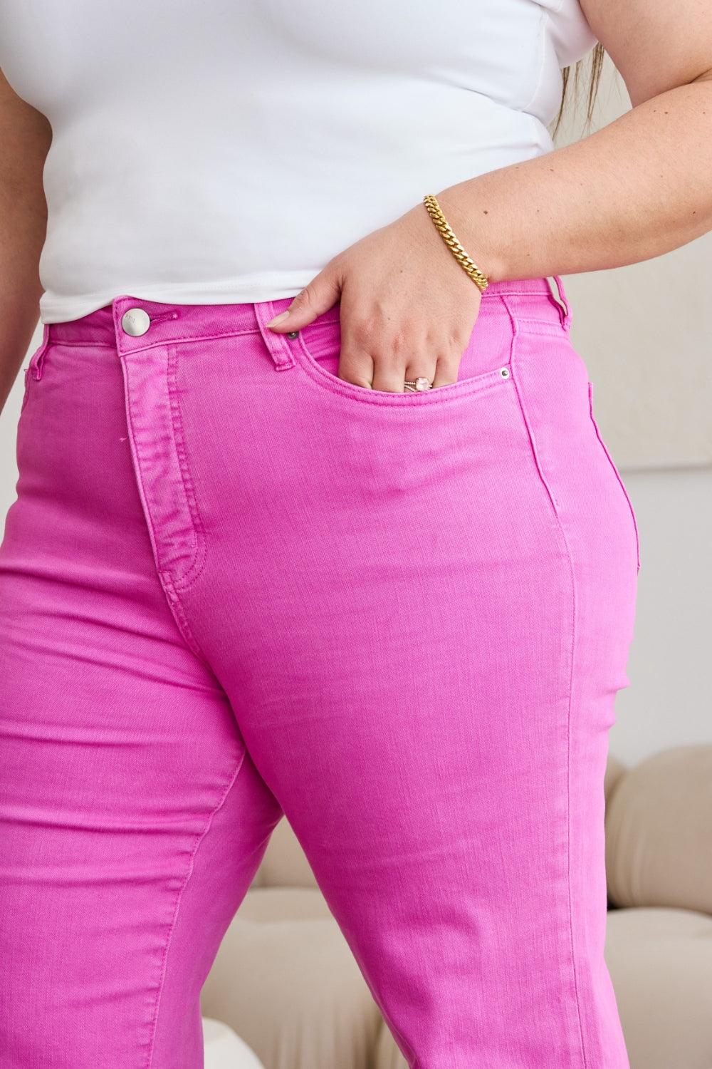 RFM Crop Chloe Full Size Tummy Control High Waist Raw Hem Jeans - Clothes For Her Online Store