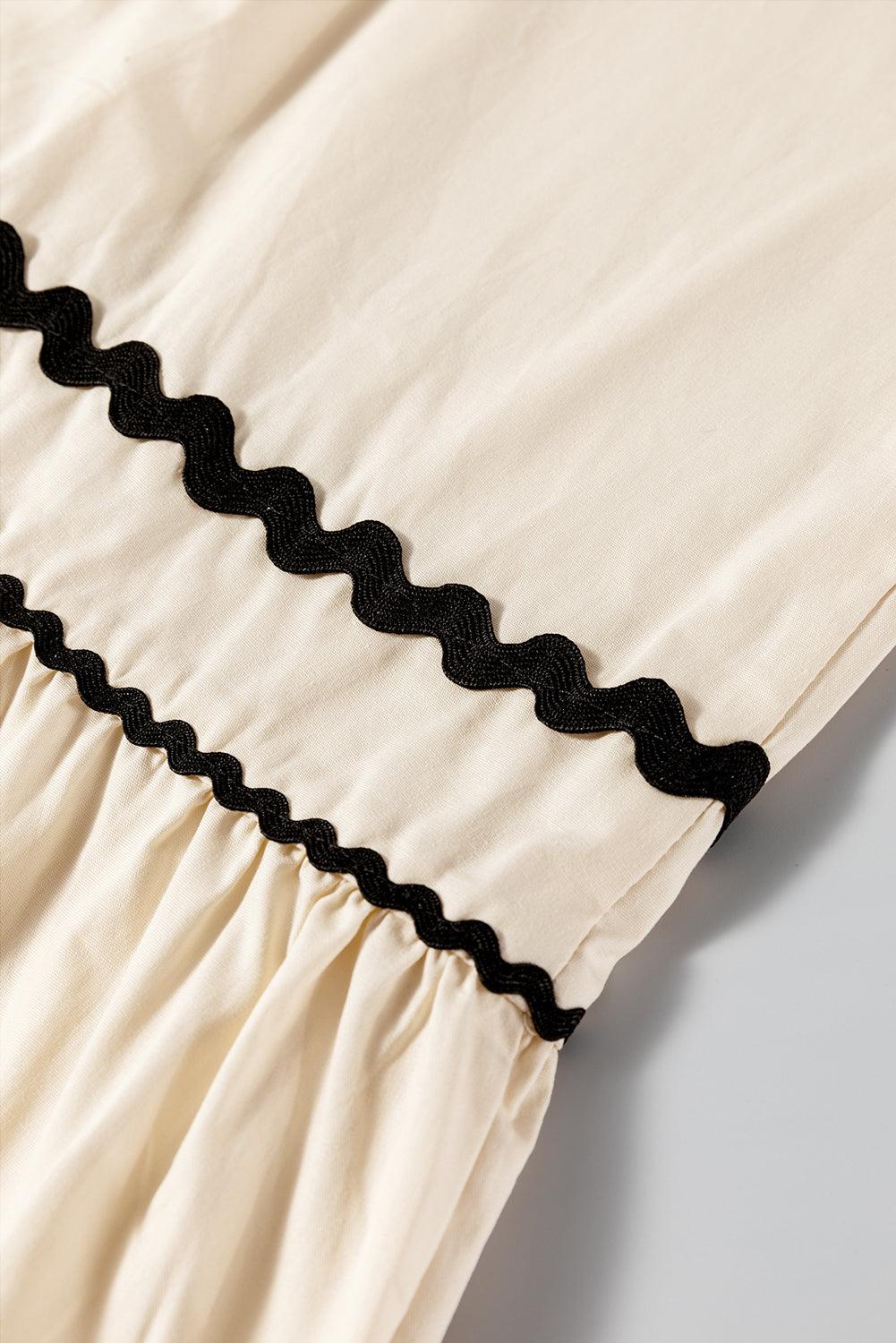 Stripe Ric Rac Trim Sleeveless Mini Dress - Clothes For Her Online Store