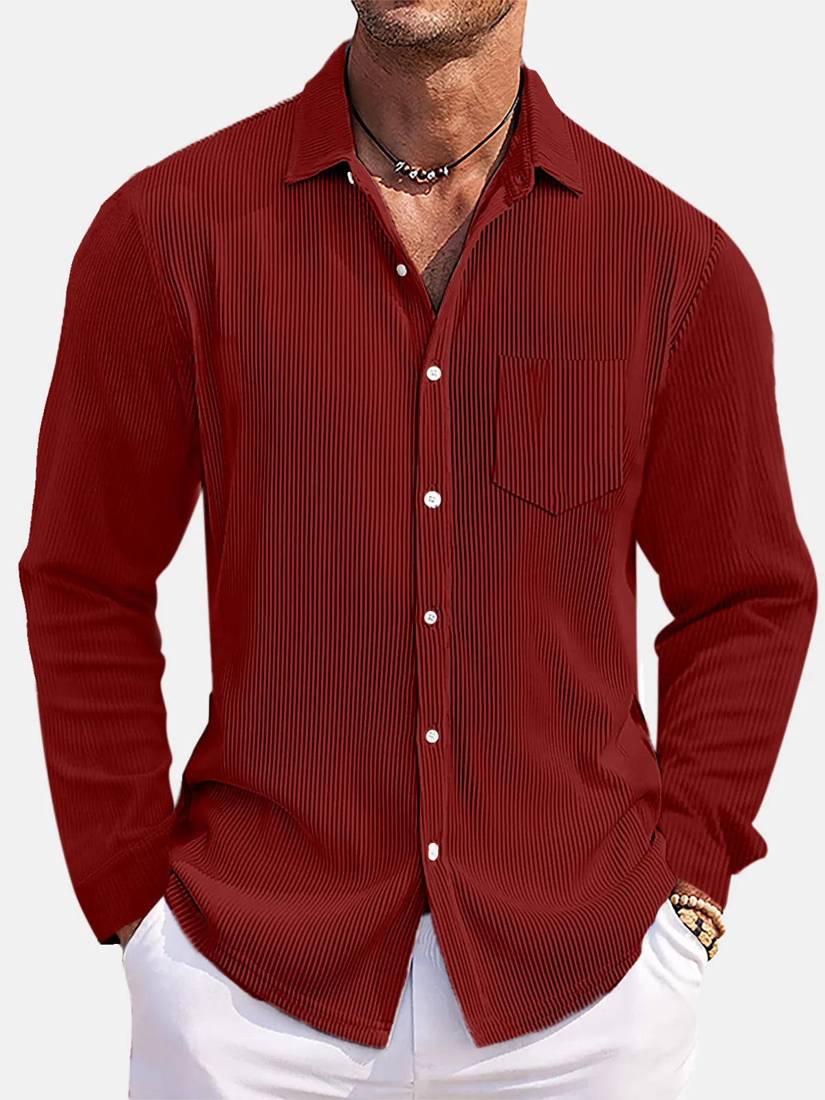 Men's Full Size Button Down Long Sleeve Shirt Plus Size
