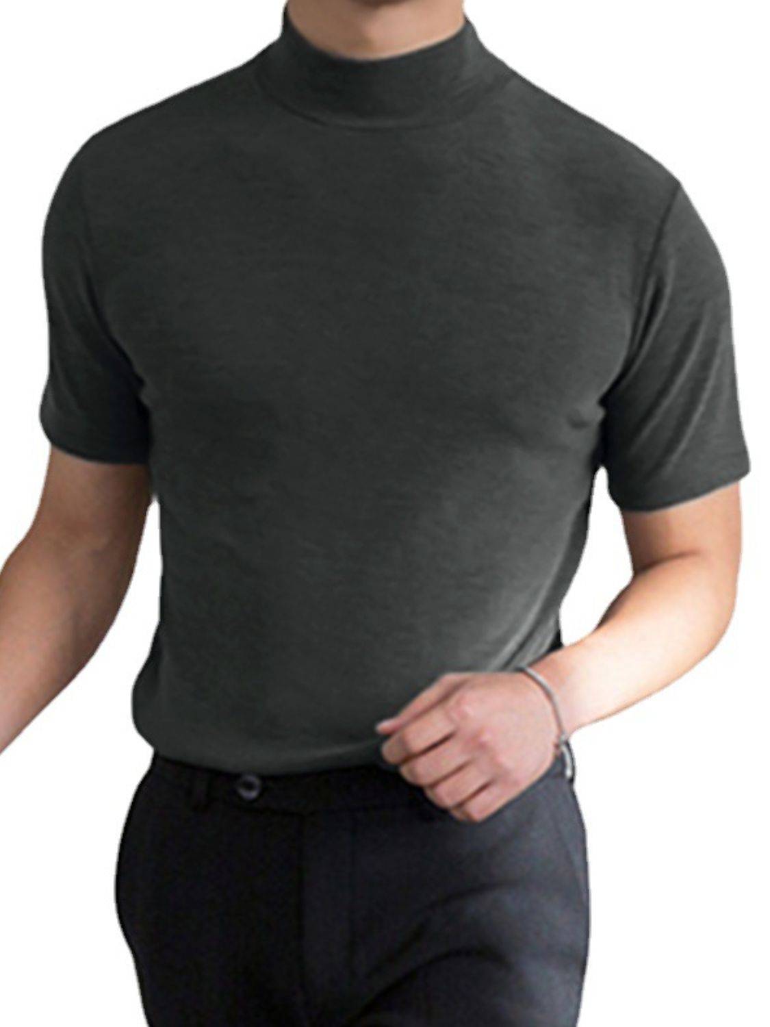 Men's Full Size Mock Neck Short Sleeve T-Shirt Plus Size - Clothes For Her Online Store