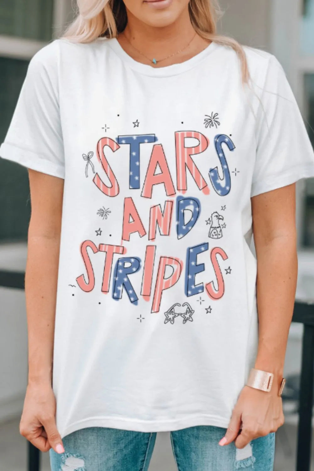 Stars and Stripes Patriotic Graphic T-Shirt