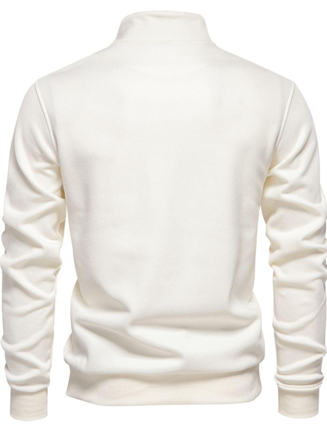 Men's Quarter Zip Long Sleeve Sweatshirt - Clothes For Her Online Store