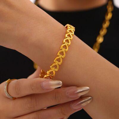 18K Gold-Plated Stainless Steel Heart Bracelet - Clothes For Her Online Store