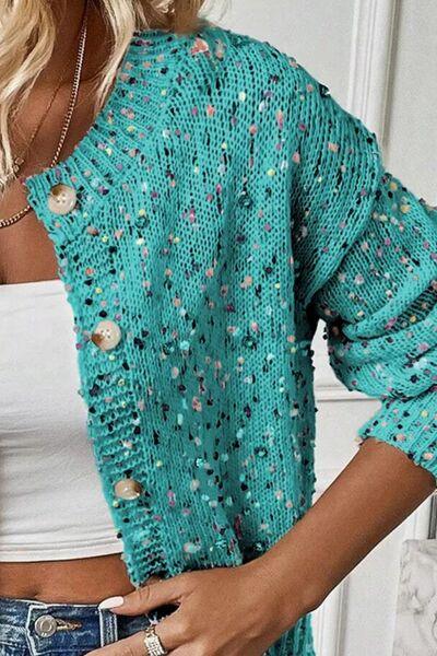 Confetti Button Up Long Sleeve Cardigan - Clothes For Her Online Store