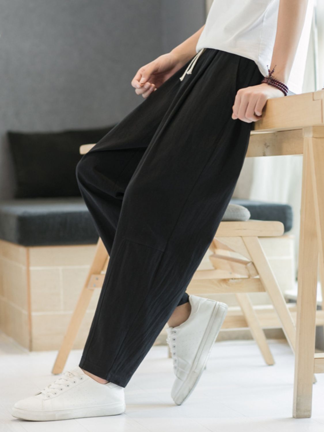 Men's Plus Size Cropped Straight Pants - Clothes For Her Online Store