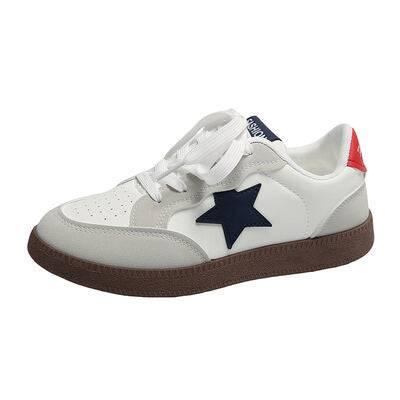 Contrast Star Lace-Up Athletic Sneakers - Clothes For Her Online Store