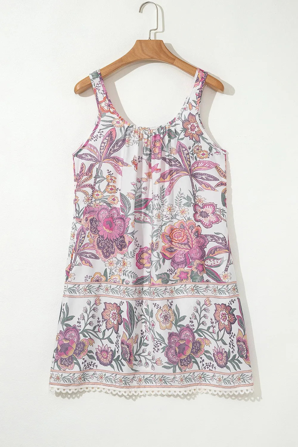 Multicolour Floral Tie Neck Sleeveless Mini Dress