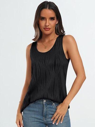 Round Neck Wide Strap Tank - Clothes For Her Online Store