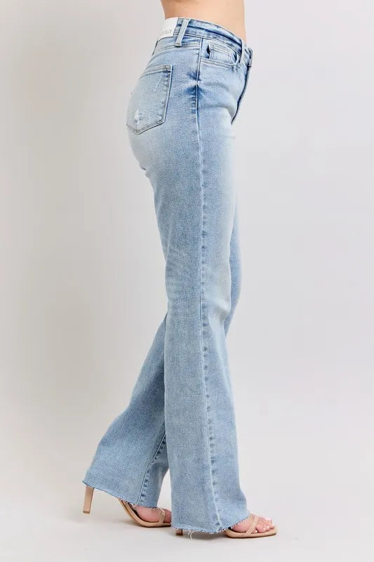 Judy Blue Full Size Midi Rise Light Wash Dad Jeans Plus Size