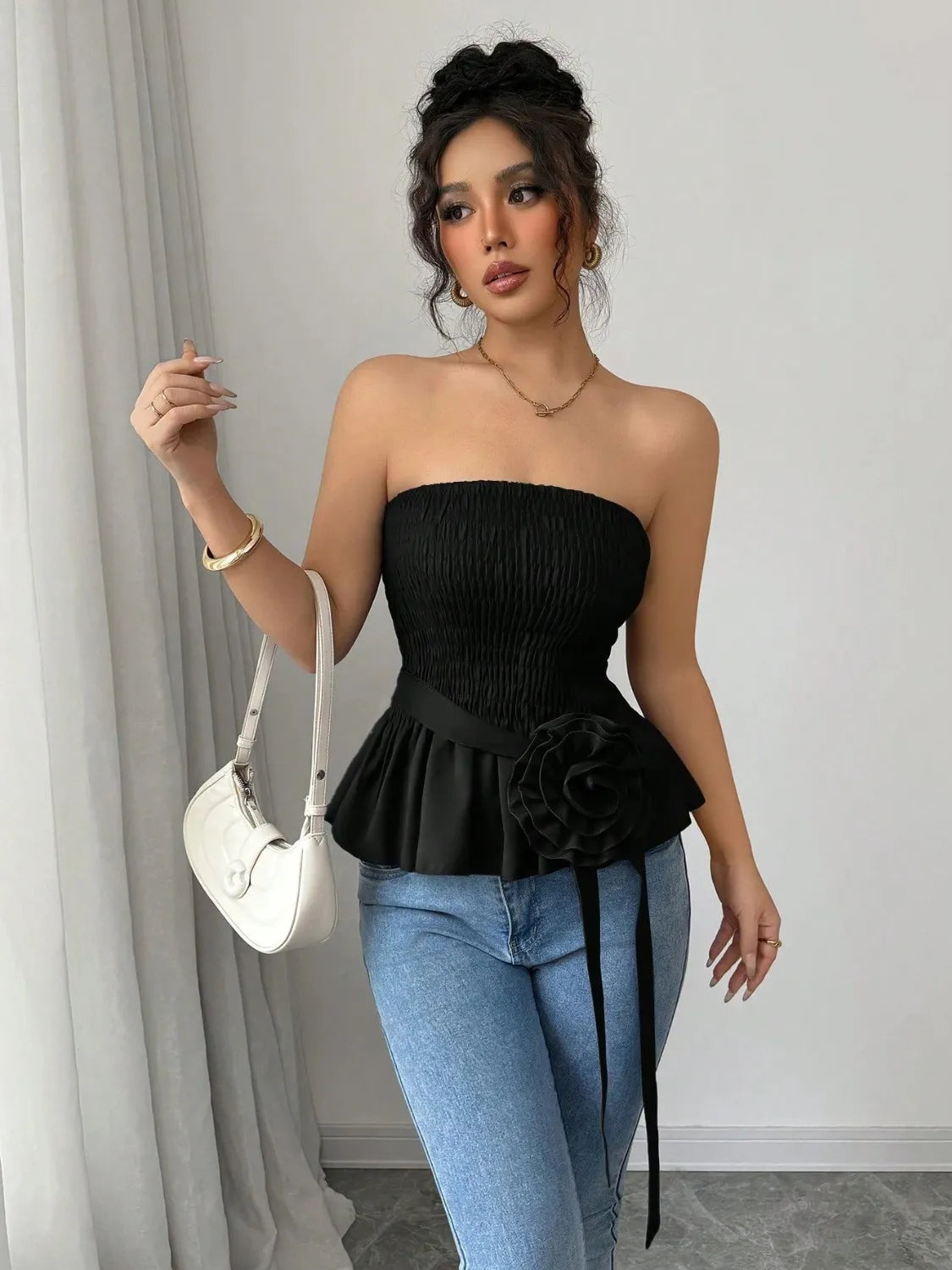 Flower Smocked Tube Top