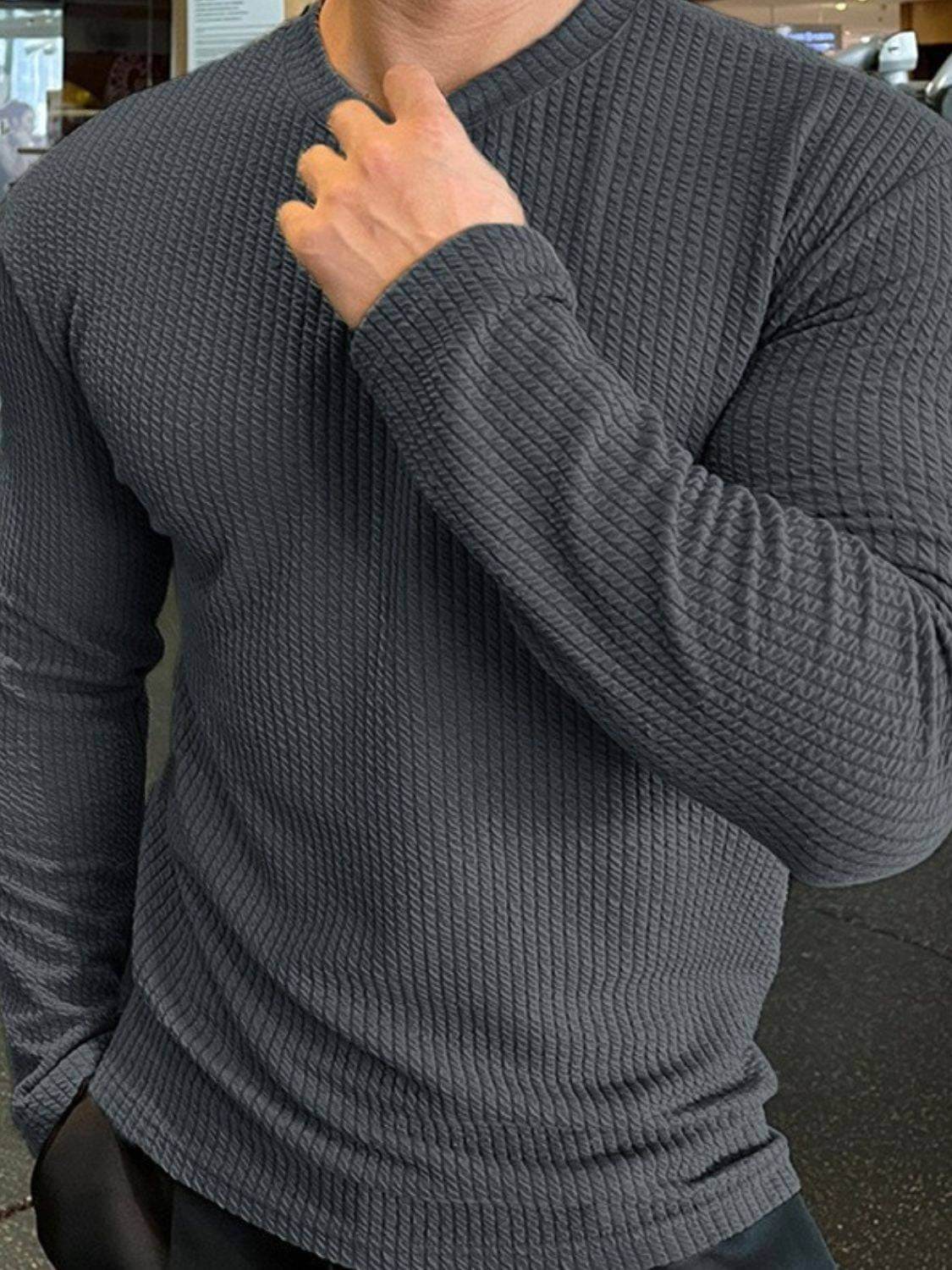 Men's Plus Size Round Neck Long Sleeve T-Shirt