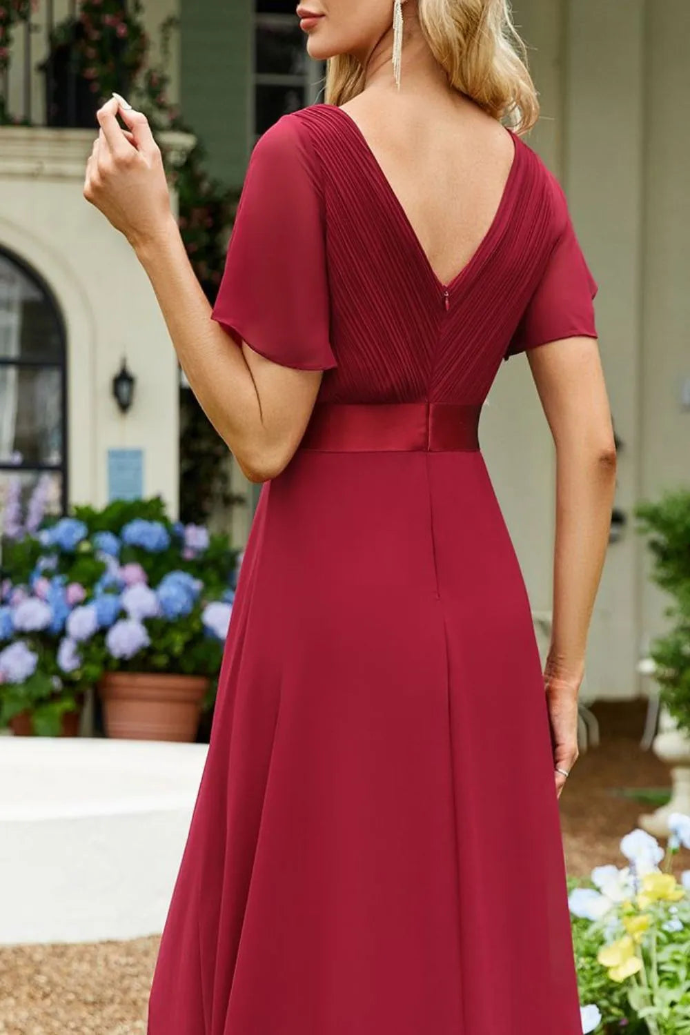 Surplice Flutter Sleeve Maxi Dress