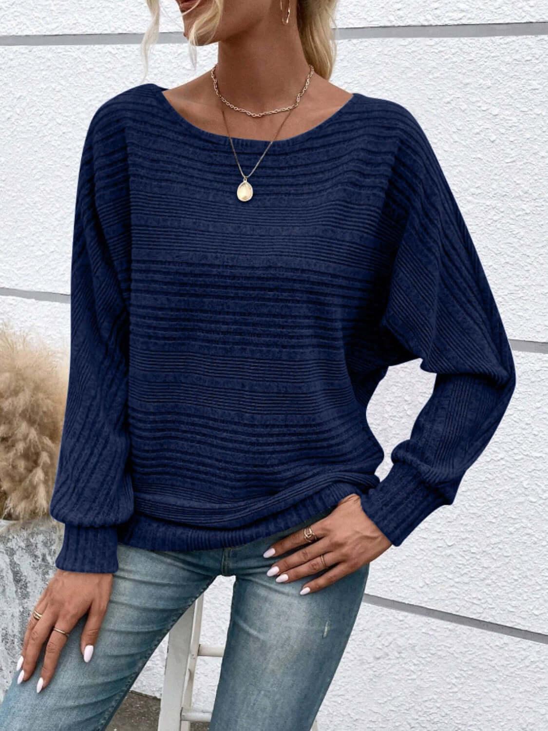Full Size Round Neck Long Sleeve Top - Clothes For Her Online Store