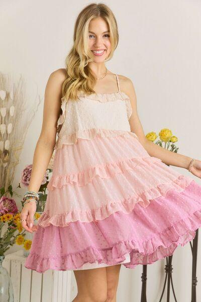 ADORA Swiss Dot Ruffled Tiered Mini Dress - Clothes For Her Online Store