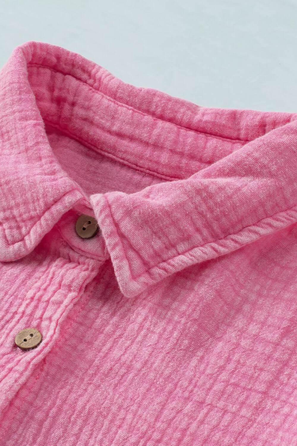 Button Down Collared Neck Long Sleeve Shirt - Clothes For Her Online Store