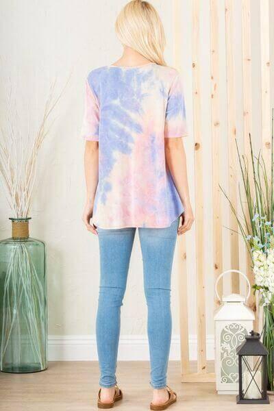 Heimish Full Size Crisscross Tie Dye Babydoll Top Plus Size - Clothes For Her Online Store