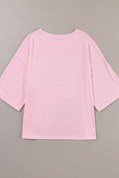 Color Block Star Patched Oversized T-Shirt - Clothes For Her Online Store