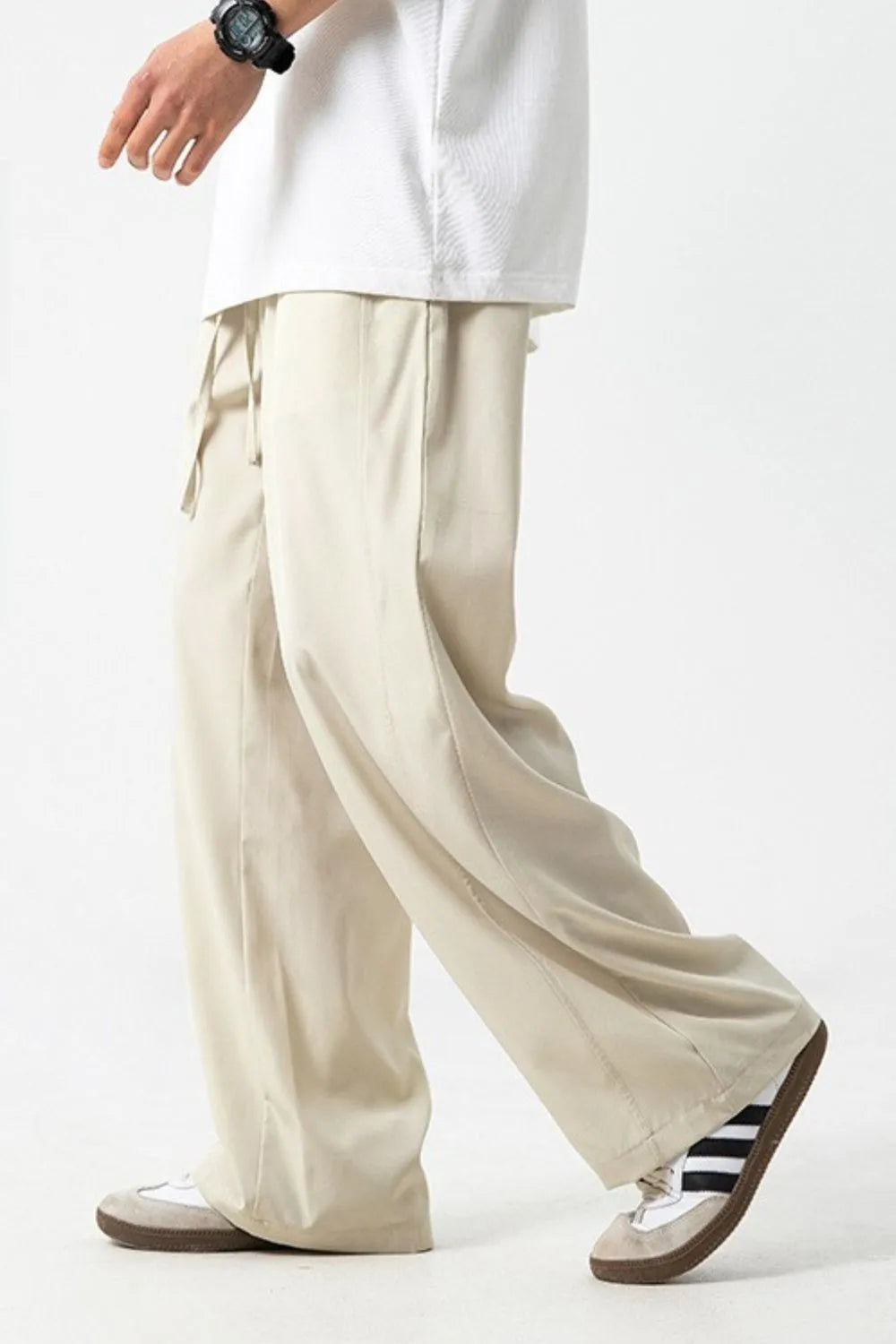Men's Drawstring Wide Leg Pants
