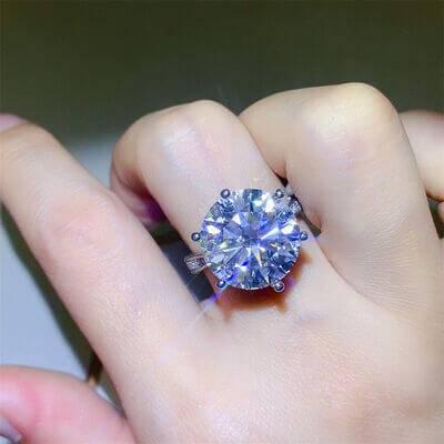 10 Carat Moissanite 925 Sterling Silver Ring - Clothes For Her Online Store