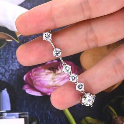 4 Carat Moissanite 925 Sterling Silver Earrings - Clothes For Her Online Store