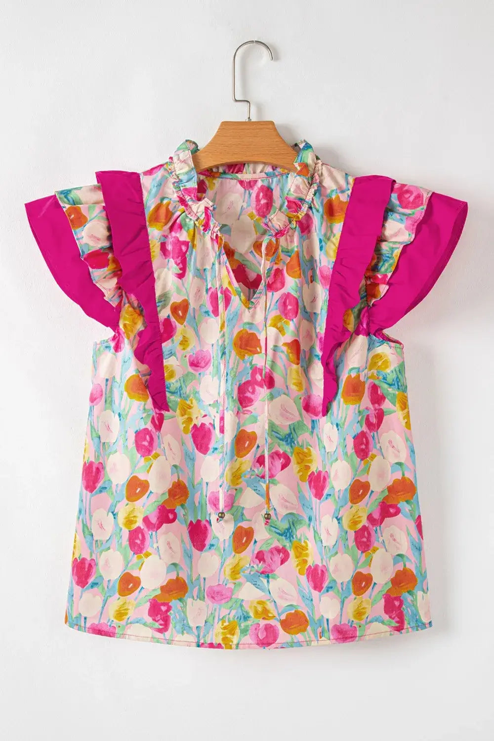 Floral Ruffle Layered Sleeve Blouse
