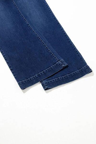 Front Pocket Patch High Waisted Wide Leg Jeans - Clothes For Her Online Store
