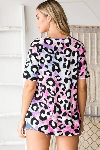 Heimish Full Size Crisscross Neck Animal Print Babydoll Top Plus Size - Clothes For Her Online Store