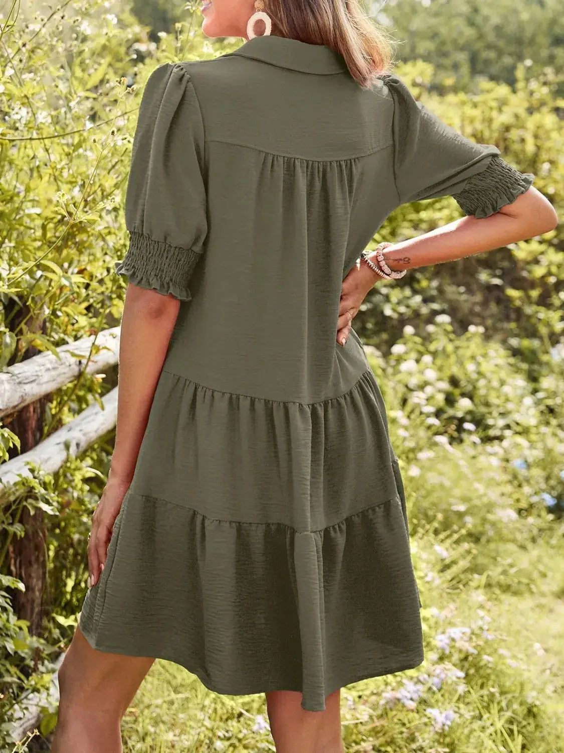 Johnny Collar Short Sleeve Mini Dress - Clothes For Her Online Store