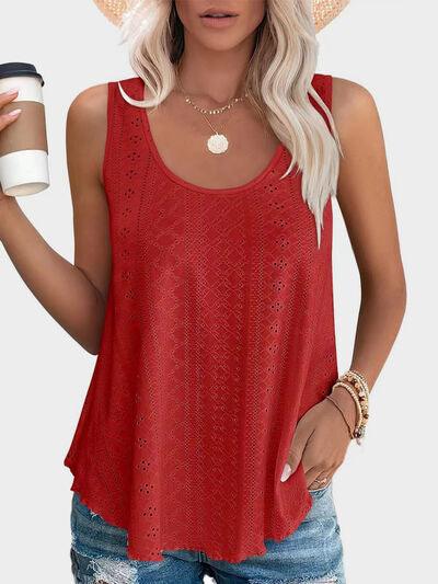 Florira Eyelet Round Neck Tank - Clothes For Her Online Store