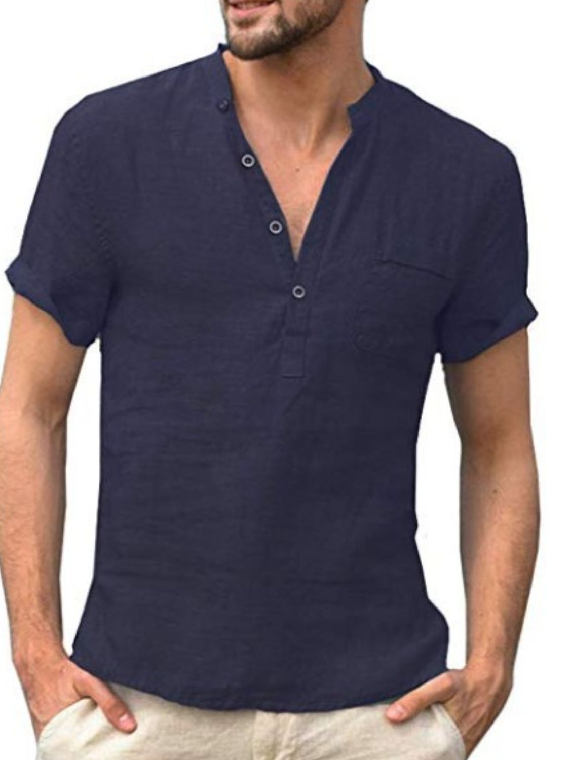 Men's Full Size Half Button Short Sleeve Polo Plus Size - Clothes For Her Online Store